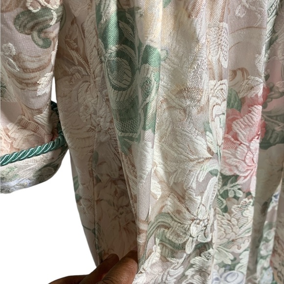 Neiman Marcus Floral Tie Tassel Waist Pocket Vintage Floor Length Robe Medium - Picture 3 of 6
